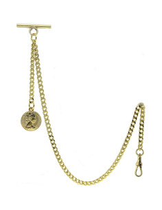Cadena de Reloj Albert Dorada con Fob Medalla 30 cm 2