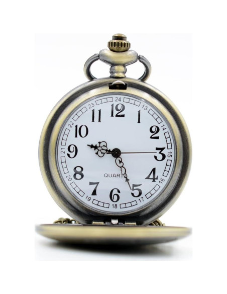 Reloj de bolsillo KDJSTORE Cuarzo con cadena y caja regalo