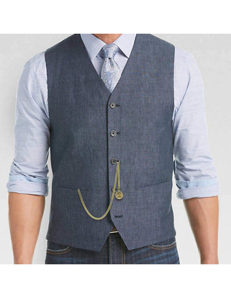 Cadena de Reloj Albert Dorada con Fob Medalla 30 cm