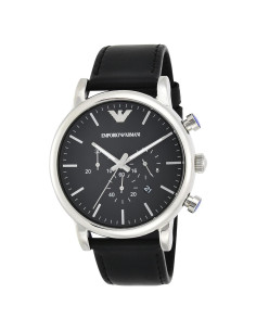 Reloj Cronógrafo Emporio Armani AR1828 Acero y Cuero Negro