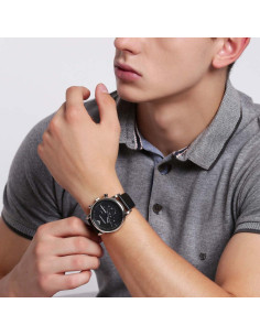 Reloj Cronógrafo Emporio Armani AR1828 Acero y Cuero Negro 2