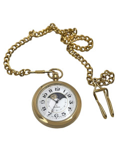 Reloj de bolsillo Peugeot oro 14K 40mm fase lunar grabable