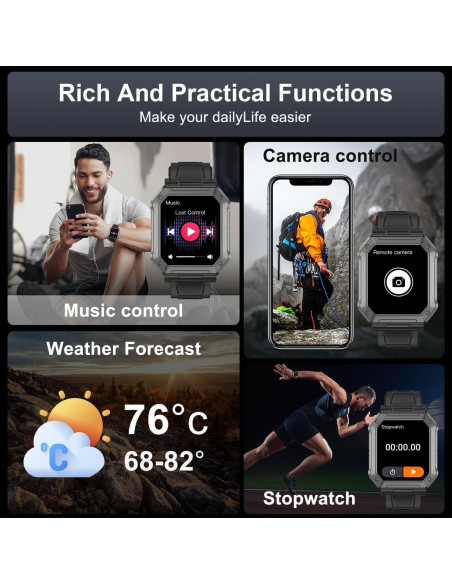 Reloj Inteligente Kimeag H31 Fitness Impermeable Negro