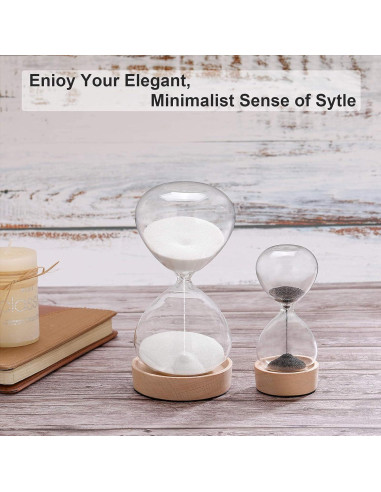 Reloj de Arena SuLiao 30 Min y 5 Min con Base de Madera