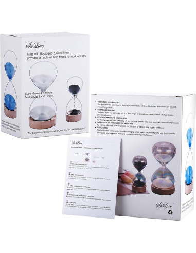 Reloj de Arena SuLiao 30 Min y 5 Min con Base de Madera