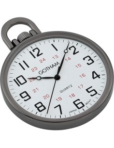 Reloj de bolsillo Gotham GWC15026B gunmetal 44mm con cadena 2