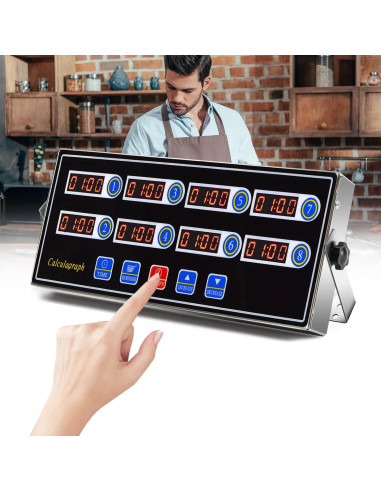 Temporizador Digital de Cocina Genérico 8 Canales Alarma Fuerte