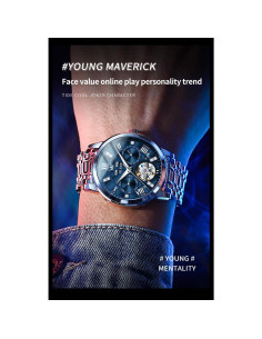 Reloj OLEVS Automático Hombre Oro Diamantes 42mm Esqueleto 2