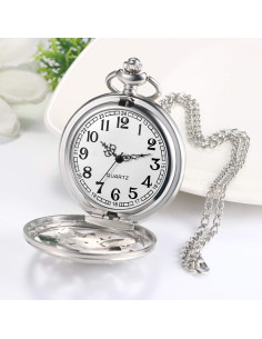 Reloj de bolsillo JewelryWe con flor de camelia y cadena 82 cm 2