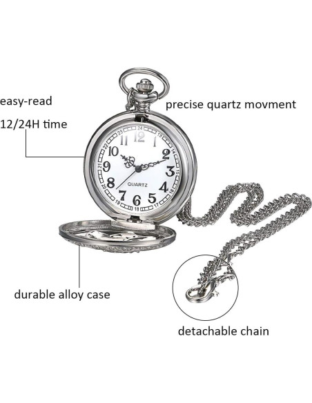 Reloj de bolsillo JewelryWe con flor de camelia y cadena 82 cm