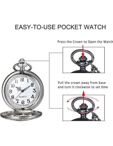 Reloj de bolsillo JewelryWe con flor de camelia y cadena 82 cm