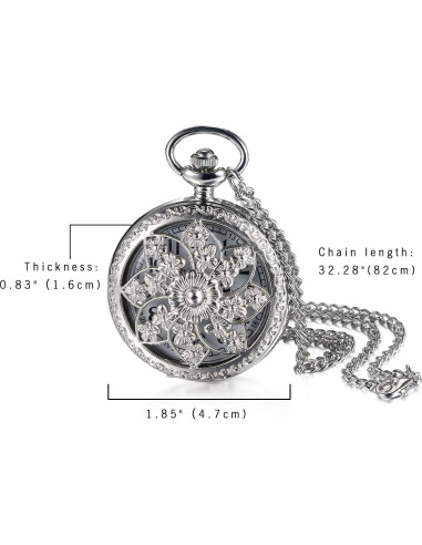 Reloj de bolsillo JewelryWe con flor de camelia y cadena 82 cm