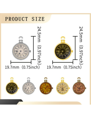 15 Piezas Reloj de Bolsillo Retro Accesorios Joyería DIY