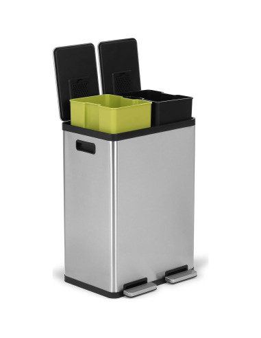 Cubo de Basura Simpli-Magic 60L Doble Compartimento Acero