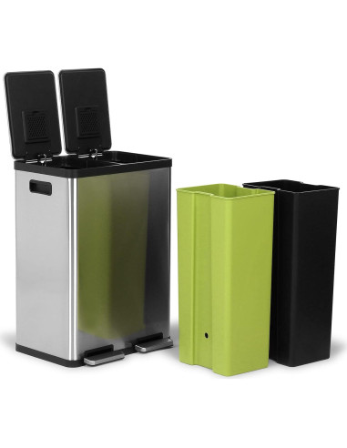 Cubo de Basura Simpli-Magic 60L Doble Compartimento Acero