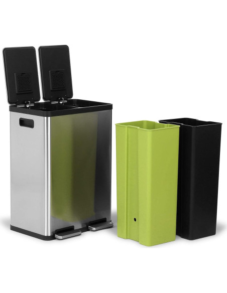 Cubo de Basura Simpli-Magic 60L Doble Compartimento Acero