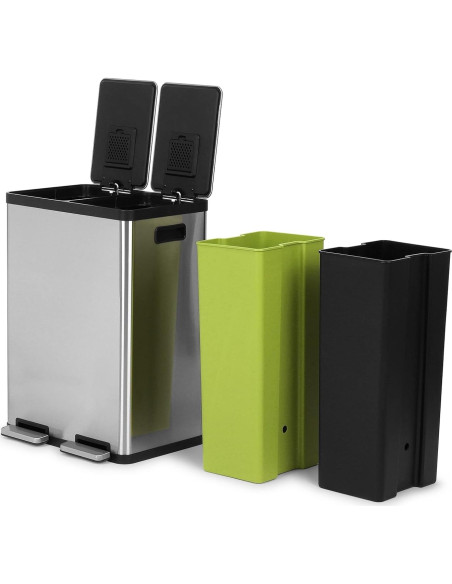 Cubo de Basura Simpli-Magic 60L Doble Compartimento Acero
