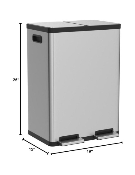 Cubo de Basura Simpli-Magic 60L Doble Compartimento Acero