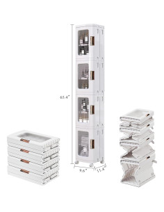 Armario de Almacenamiento VECELO Blanco 4 Niveles Ajustable 2