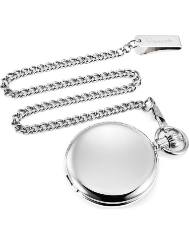 Reloj de bolsillo TREEWETO mecánico con cadena y dial azul