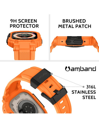 Funda amBand con protector para Apple Watch Ultra 49mm Naranja