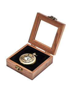 Caja de Reloj de Bolsillo COSISO de Madera de Nogal 9x9x3.5cm