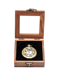 Caja de Reloj de Bolsillo COSISO de Madera de Nogal 9x9x3.5cm 2