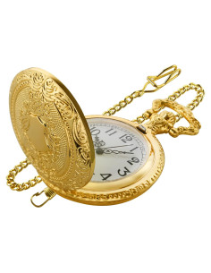 Reloj de bolsillo Gold Shield para hombres con cadena