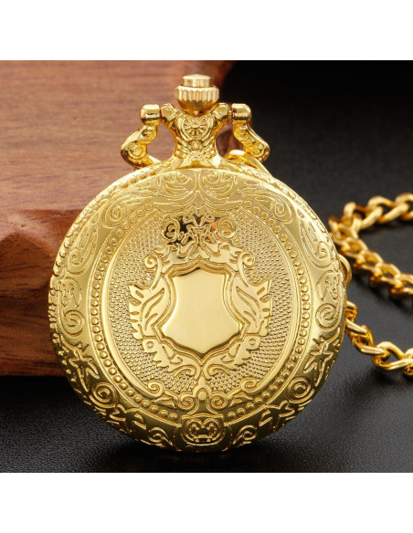 Reloj de bolsillo Gold Shield para hombres con cadena