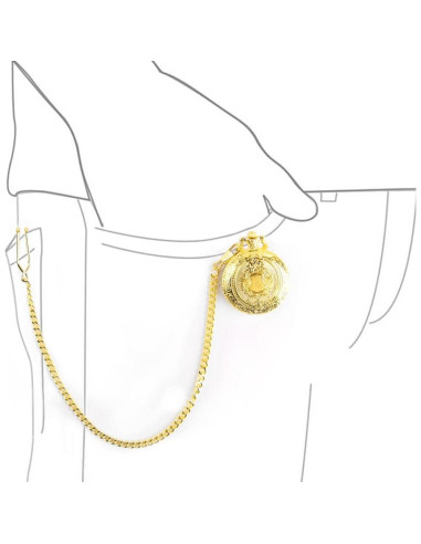 Reloj de bolsillo Gold Shield para hombres con cadena