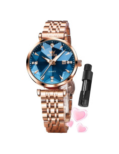 Reloj de Mujer OLEVS Oro Rosa Diamante Cuarzo Luminiscente