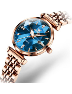 Reloj de Mujer OLEVS Oro Rosa Diamante Cuarzo Luminiscente 2