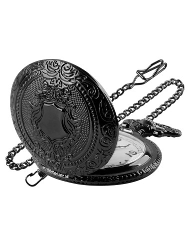 Reloj de bolsillo Black Shield para hombres con cadena