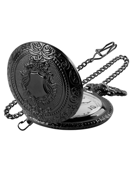 Reloj de bolsillo Black Shield para hombres con cadena