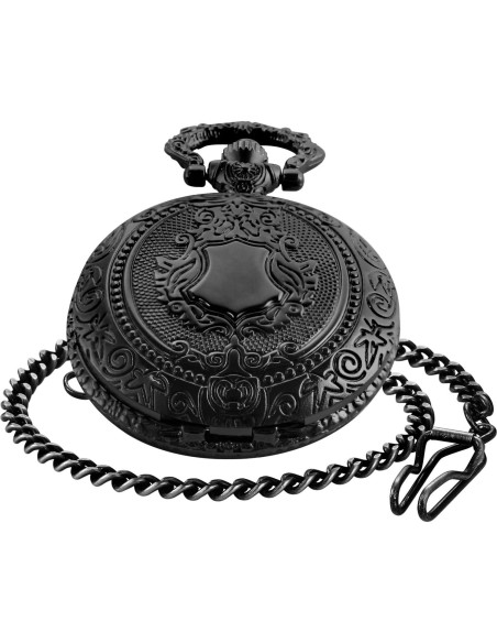 Reloj de bolsillo Black Shield para hombres con cadena
