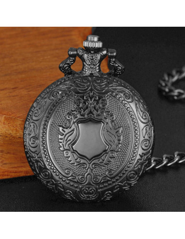 Reloj de bolsillo Black Shield para hombres con cadena