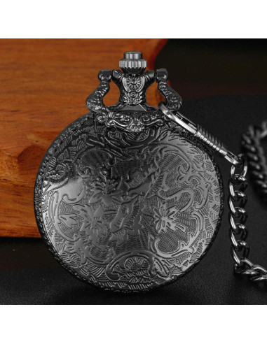 Reloj de bolsillo Black Shield para hombres con cadena