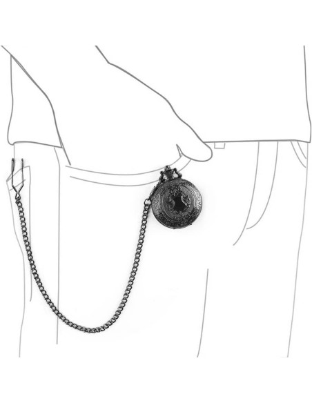 Reloj de bolsillo Black Shield para hombres con cadena