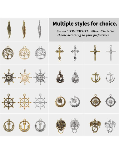 Reloj de bolsillo Albert con cadena bronce y colgante brújula