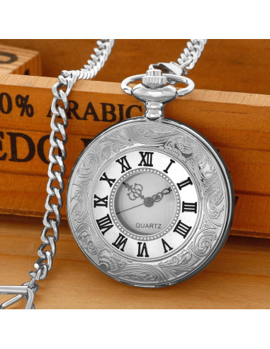 Reloj de bolsillo SwitchMe plateado con esfera árabe