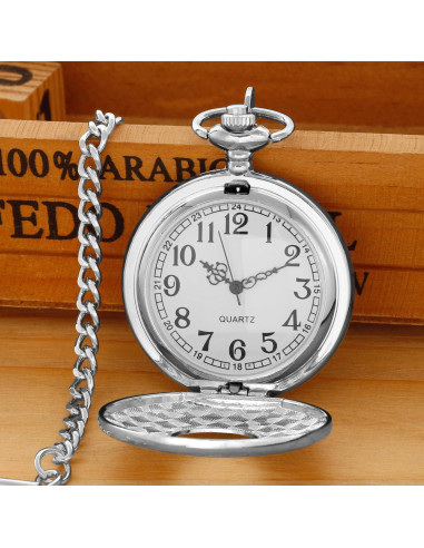 Reloj de bolsillo SwitchMe plateado con esfera árabe