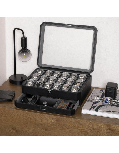 Caja de Relojes Rothwell 18 Compartimentos con Cajón