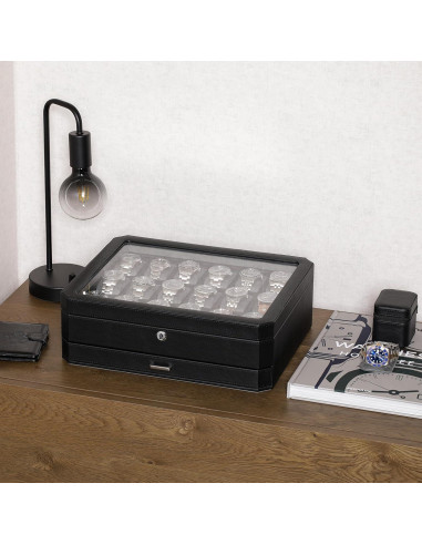 Caja de Relojes Rothwell 18 Compartimentos con Cajón