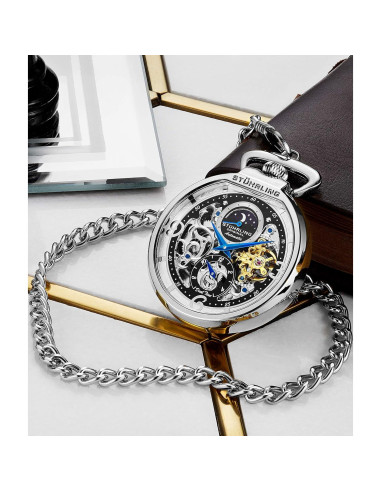 Reloj de bolsillo automático Stuhrling Original 991 plata