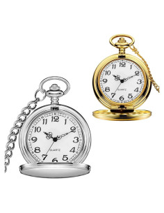 Juego de 2 Relojes de Bolsillo Alladaga Clásicos con Cadena