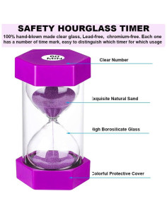 Reloj de Arena SuLiao 3 Minutos Morado para Juegos y Cocina 2