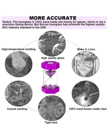Reloj de Arena SuLiao 3 Minutos Morado para Juegos y Cocina