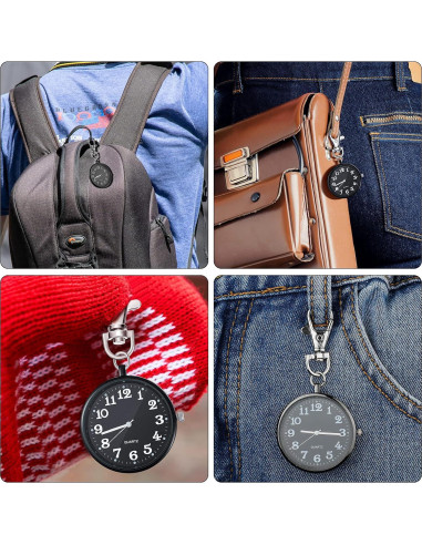 Reloj de bolsillo Junkin de cuarzo 2 piezas clip negro