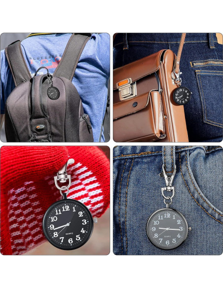 Reloj de bolsillo Junkin de cuarzo 2 piezas clip negro Reloj de bolsillo Junkin de cuarzo 2 piezas clip negro