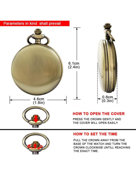 Reloj de bolsillo Tiong con cadena y grabado personalizado